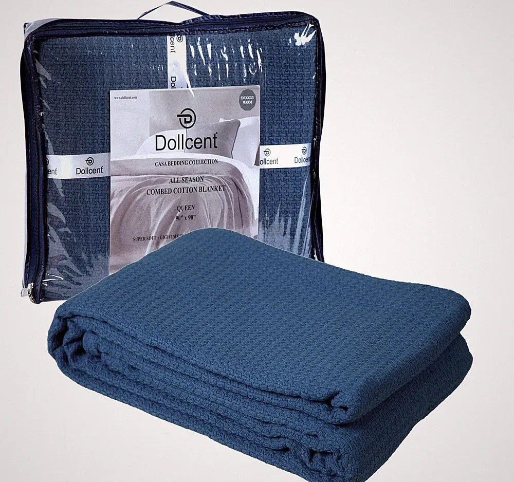 100% Combed Cotton Blanket–102x108 Inch California King Size Bed Blankets– Wa...