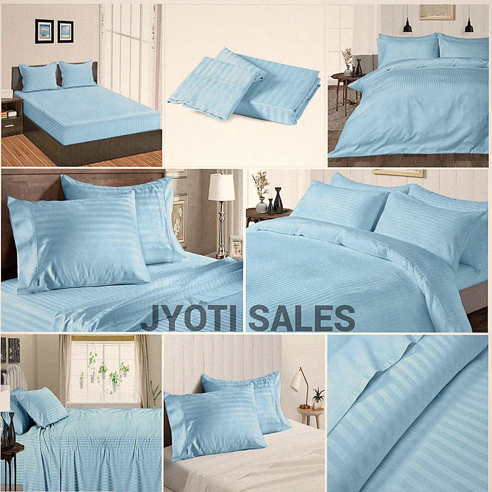 100% Cotton 1000 Thread Count Sky Blue Stripes Select Sheets OR Duvet Covers