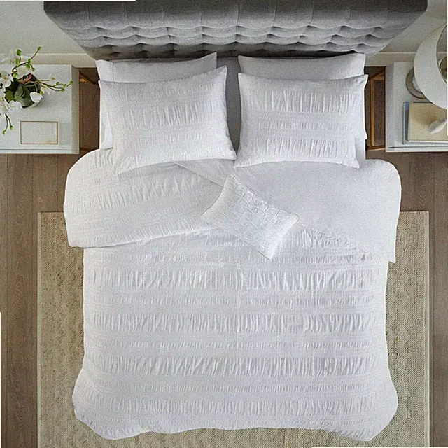 4pc King/California King Amari Cotton Seersucker Duvet Cover Set - White