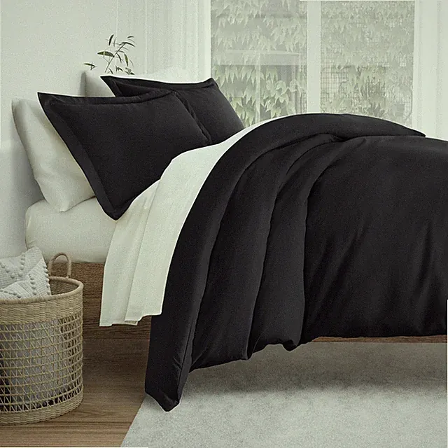 Bedding Bundle, Solid Duvet Cover Set, White Comforter and Patterned Sheet
