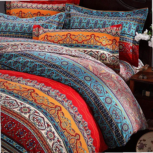 Boho Stripe Duvet Cover Set - 100% Cotton, Soft & Warm, King/California King