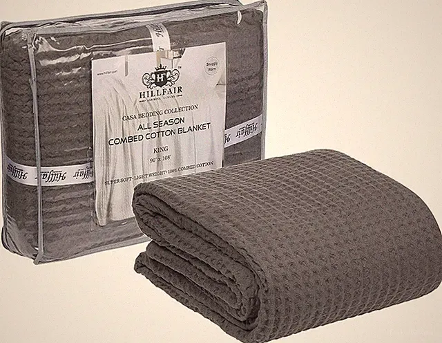 California King 100% Cotton Blanket - Soft, Warm, Oversized Grey 102x108