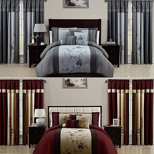 Chezmoi Collection Vienna 7-Piece Floral Embroidery Comforter Set