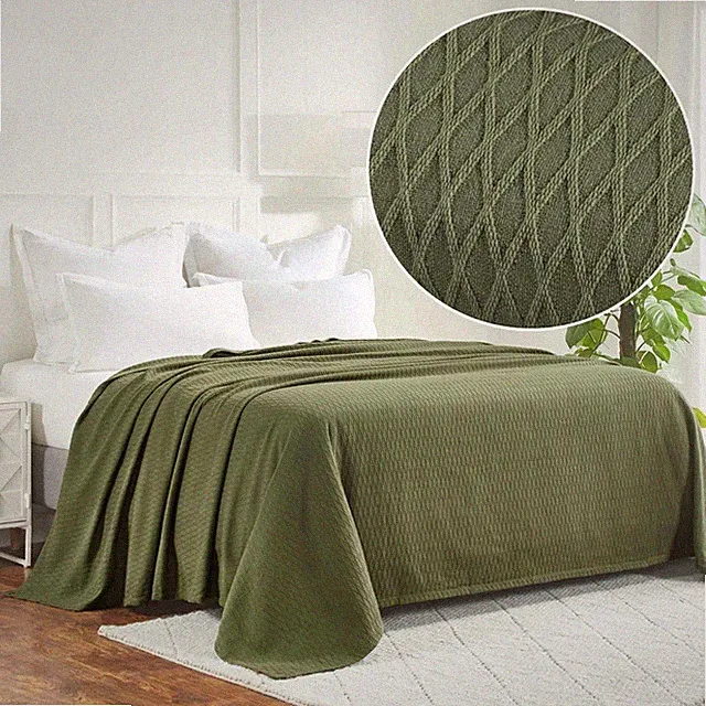 Diamond Weave Modern Classic Geometric All-Season Cotton Blanket Or Throw