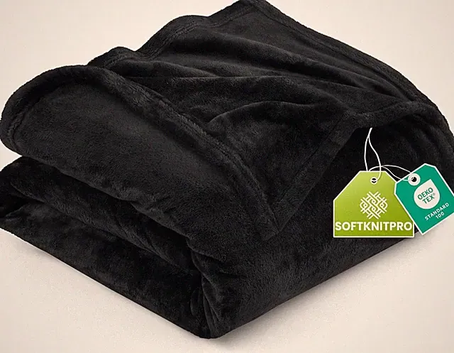 Fleece Blanket California King Size Black 300GSM Soft Fuzzy Luxury Bed Throw