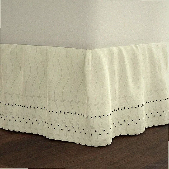 Fresh Ideas Eyelet Bed Skirt, Ruffled Design, 14 Inch Drop, Embroidered