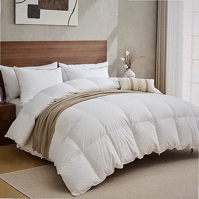 Luxury California King Goose Down Comforter, 100% Organic Cotton, All Season