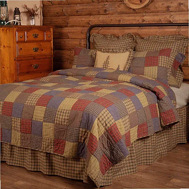 Rustic California King Quilt Set Green Cedar Ridge Cotton VHC Brands VHC Brands