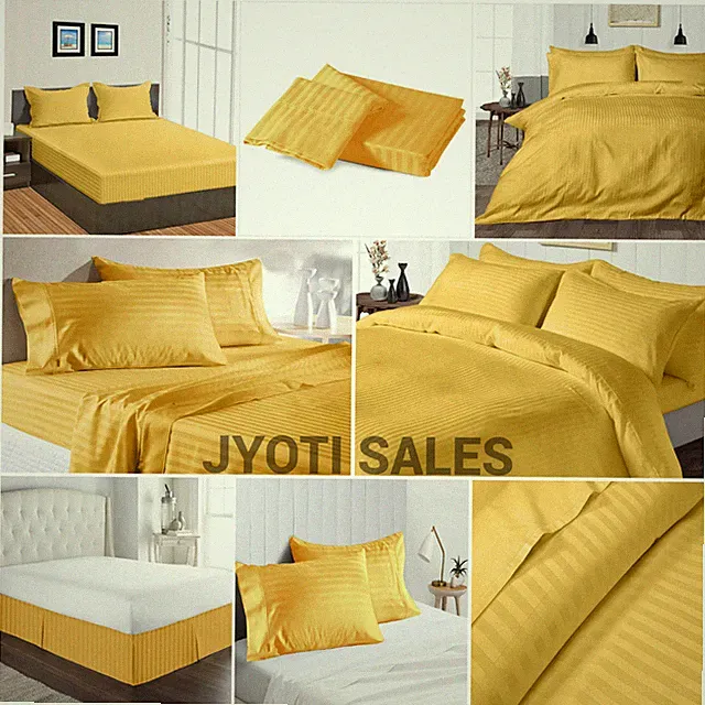 Select Bedding Set - Sheets/Duvet Covers/Bed Skirt/Pillow Cases Gold Stripes