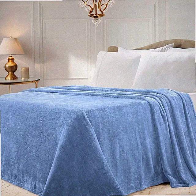 Solid Fleece Plush Medium Weight Fluffy Soft Blanket Or Sofa Bed Throw